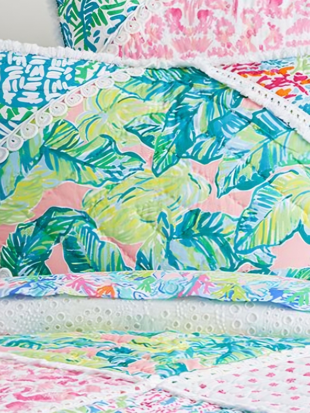 Lilly Pulitzer Party Patchwork Quilted Sham